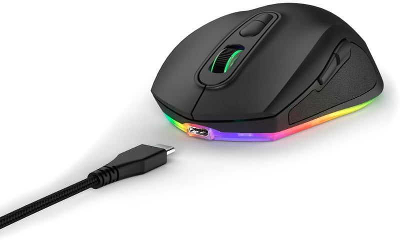 uRage Reaper 340 Gaming Mouse - 8000 DPI PixArt PMW 3333-1000Hz Polling 1ms - 77g Ultra-Lightweight - 7 Programmable Buttons - RGB 16.8M - Detachable USB-C Cable - TTC Golden 50M Clicks - Black - Image 1