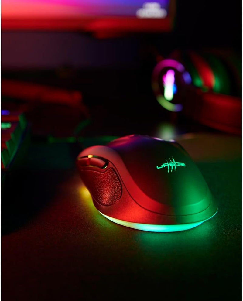 uRage Reaper 340 Gaming Mouse - 8000 DPI PixArt PMW 3333-1000Hz Polling 1ms - 77g Ultra-Lightweight - 7 Programmable Buttons - RGB 16.8M - Detachable USB-C Cable - TTC Golden 50M Clicks - Black - Image 4