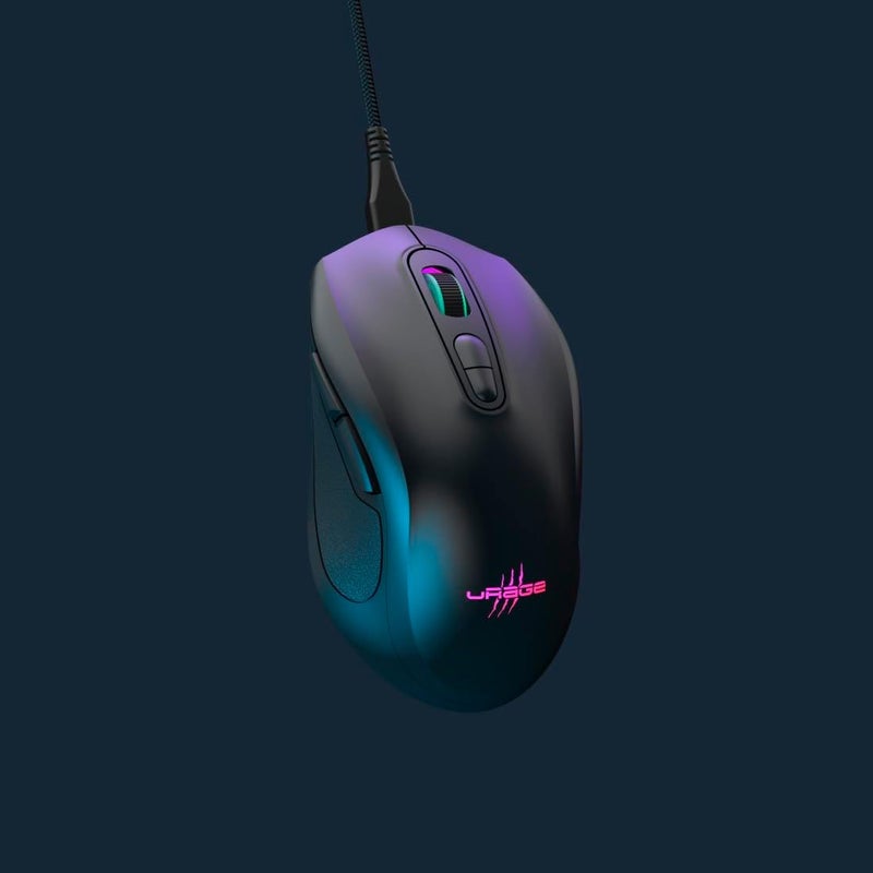uRage Reaper 340 Gaming Mouse - 8000 DPI PixArt PMW 3333-1000Hz Polling 1ms - 77g Ultra-Lightweight - 7 Programmable Buttons - RGB 16.8M - Detachable USB-C Cable - TTC Golden 50M Clicks - Black - Image 2
