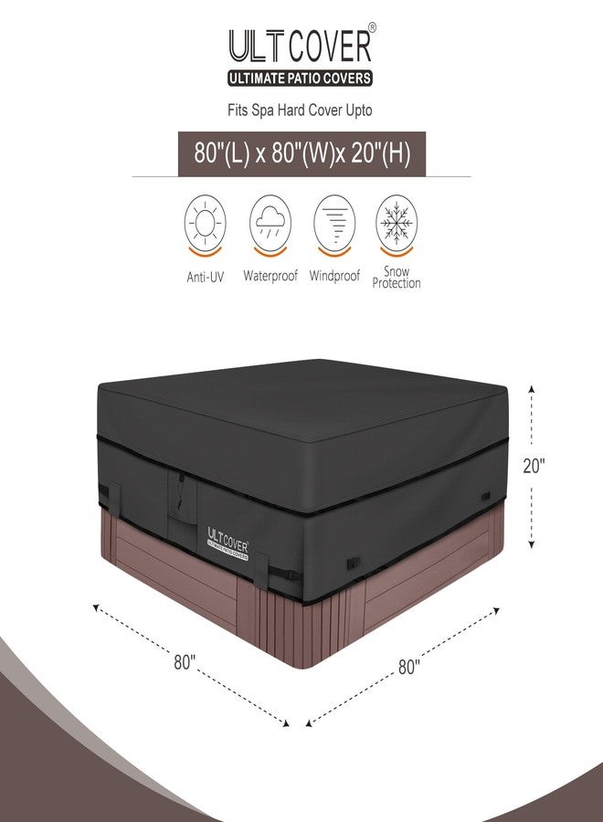 ULTCOVER غطاء حوض استحمام ساخن مربع مقاوم للماء من البوليستر 600D من ULTCOVER، مناسب للاستخدام الخارجي، مقاس 80 × 80 بوصة، أسود - Image 2