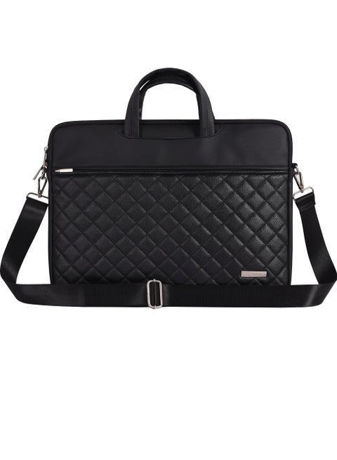 RS-101 (14 inches) Combine sophistication with superior protection for your laptop. This elegant black quilted briefcase is the perfect professional accessory for your daily commute, business meetings, or travel. Designed to securely fit up to 14-inch laptops, it delivers sleek style without compromising on safety.