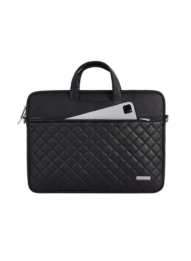 RAHALA RS-101 (14 inches) Combine sophistication with superior protection for your laptop. This elegant black quilted briefcase is the perfect professional accessory for your daily commute, business meetings, or travel. Designed to securely fit up to 14-inch laptops, it delivers sleek style without compromising on safety. - Image 3
