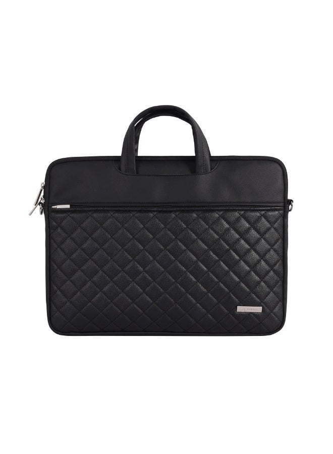 RAHALA RS-101 (14 inches) Combine sophistication with superior protection for your laptop. This elegant black quilted briefcase is the perfect professional accessory for your daily commute, business meetings, or travel. Designed to securely fit up to 14-inch laptops, it delivers sleek style without compromising on safety. - Image 2