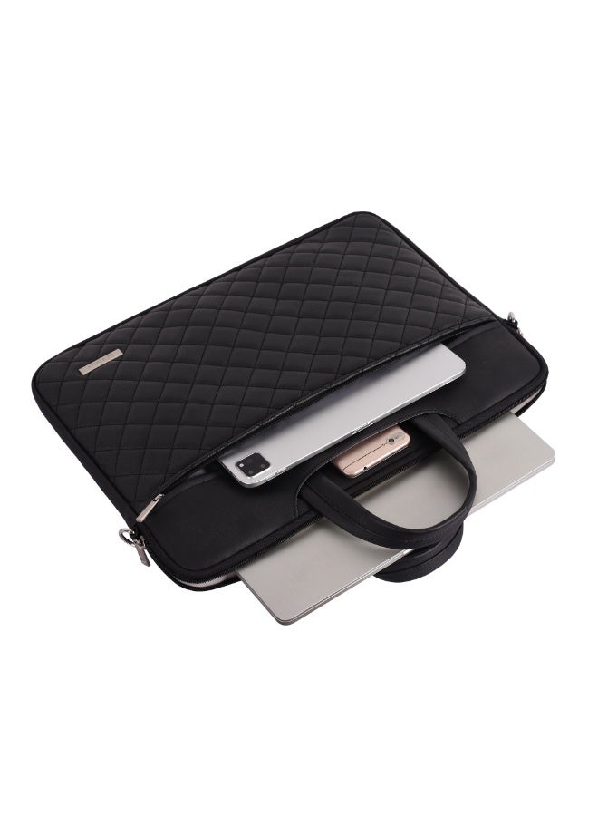RAHALA RS-101 (14 inches) Combine sophistication with superior protection for your laptop. This elegant black quilted briefcase is the perfect professional accessory for your daily commute, business meetings, or travel. Designed to securely fit up to 14-inch laptops, it delivers sleek style without compromising on safety. - Image 5