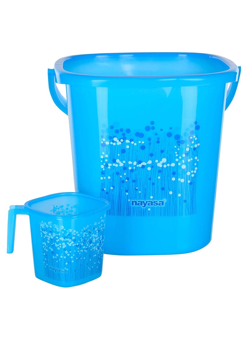 NAYASA Nayasa Bathroom Set Small DLX 6 Pcs | Bkt 25 L + Mug 1.5 L + Basin 20 L+ Dustbin 14 L + 509 Stool + Soap Case | Bathroom Accessory Set Plastic | Bathroom Set | Bath Set for Bathroom | Blue  - Image 2