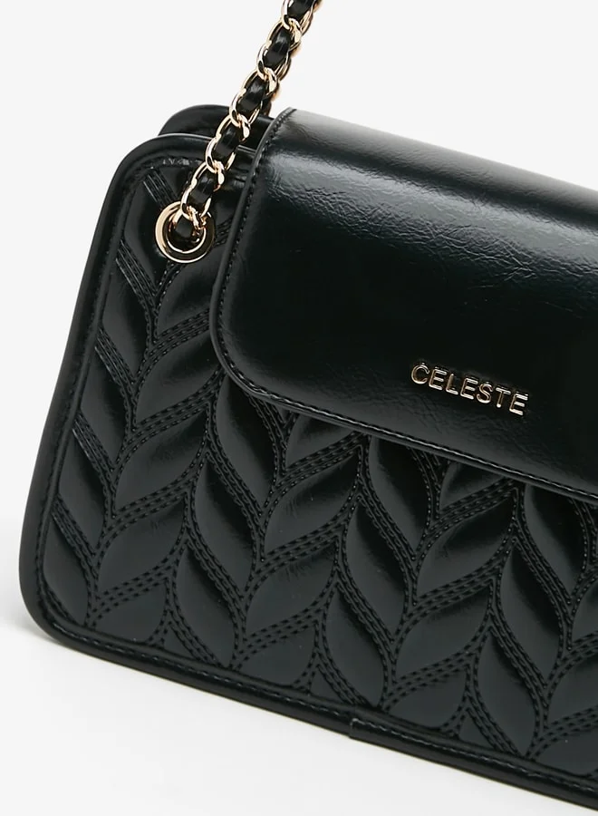 Celeste Women's Quilted Shoulder Bag with Chain Link Strap