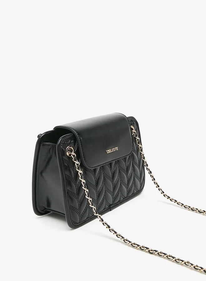 Celeste Women's Quilted Shoulder Bag with Chain Link Strap