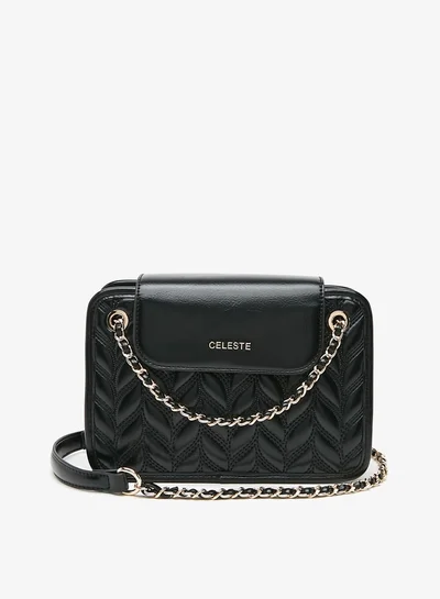 Celeste Women's Quilted Shoulder Bag with Chain Link Strap