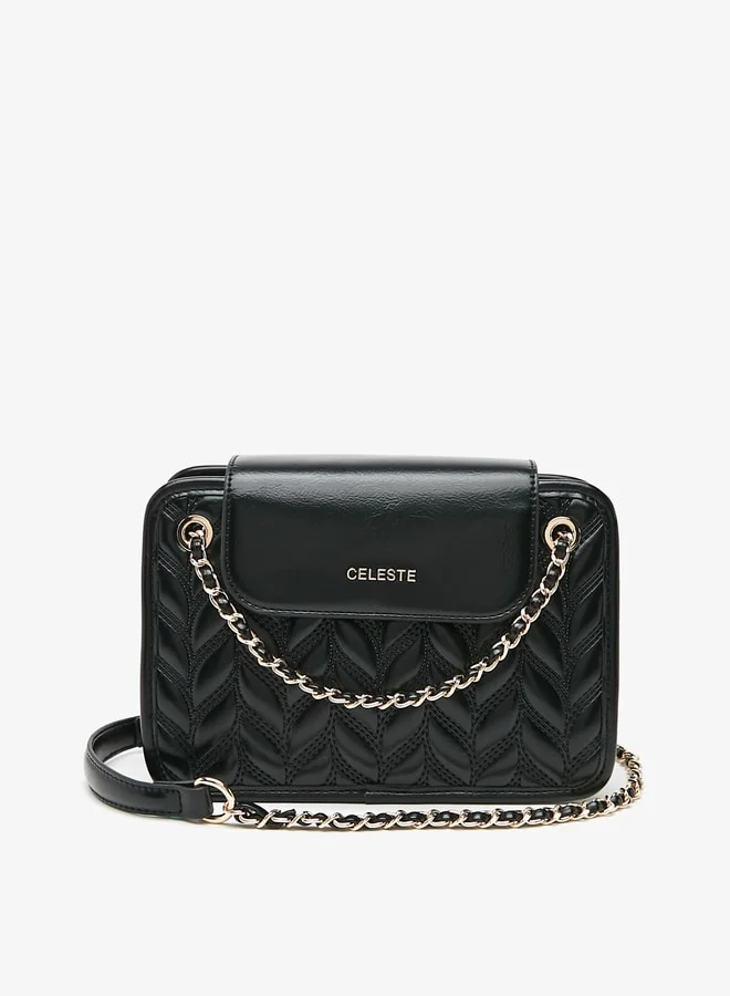 Celeste Women's Quilted Shoulder Bag with Chain Link Strap
