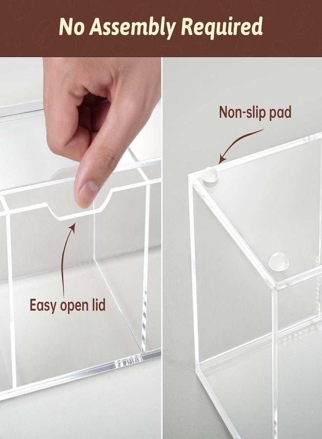 BEYGORM Acrylic Coffee Pod Holder with Lid for 24 Kcup, Clear Coffee Capsule Storage Organizer,3 Compartments Coffee Bar Station Organizer Compatible with Nespresso Pod,Espresso Pod,Creamer - Image 5