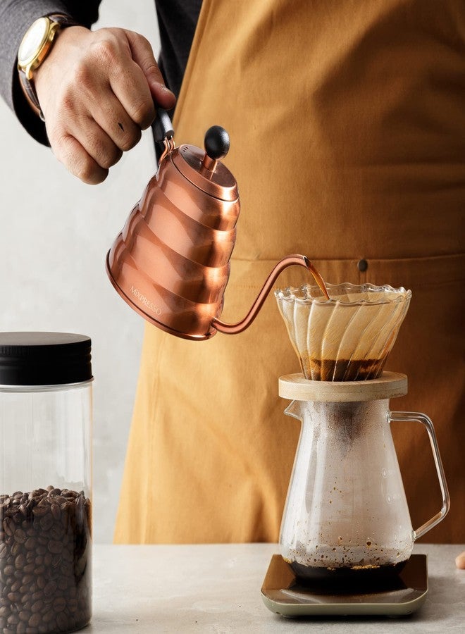 غلاية قهوة Mixpresso ذات عنق الإوزة، بتصميم تحكم احترافي في صب القهوة والشاي، مصنوعة من الفولاذ المقاوم للصدأ عالي الجودة، سعة 1.2 لتر (40 أونصة)، موقد حثي، غلاية نحاسية للموقد - Image 5