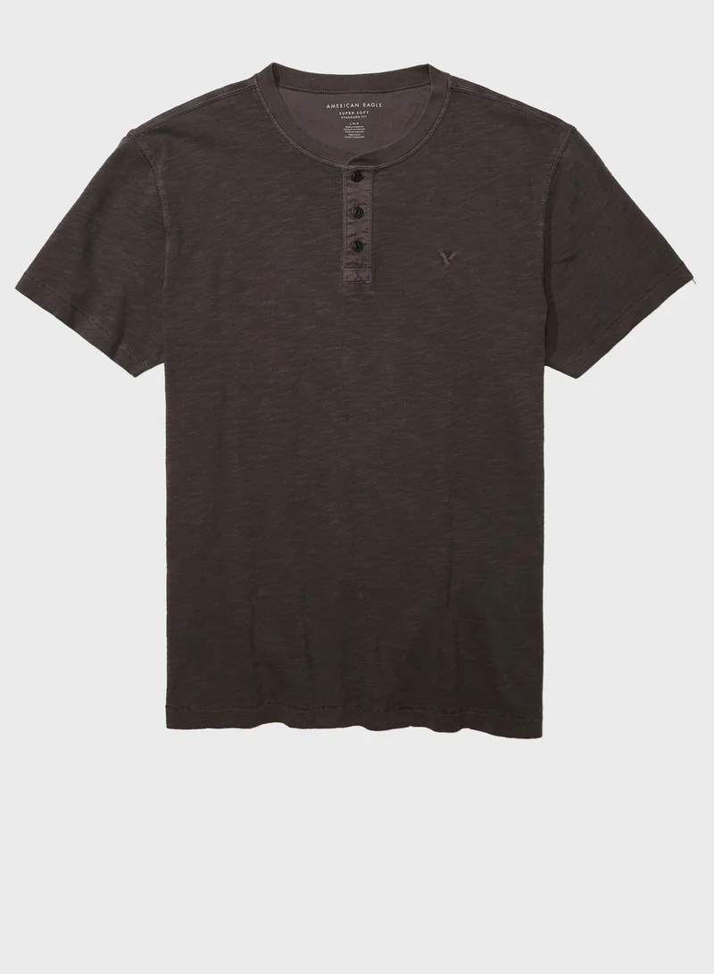 American Eagle Washed Henley T-Shirt