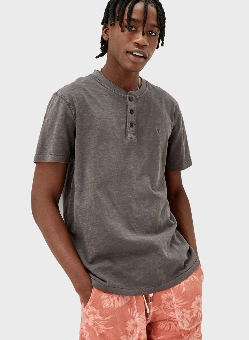 American Eagle Washed Henley T-Shirt