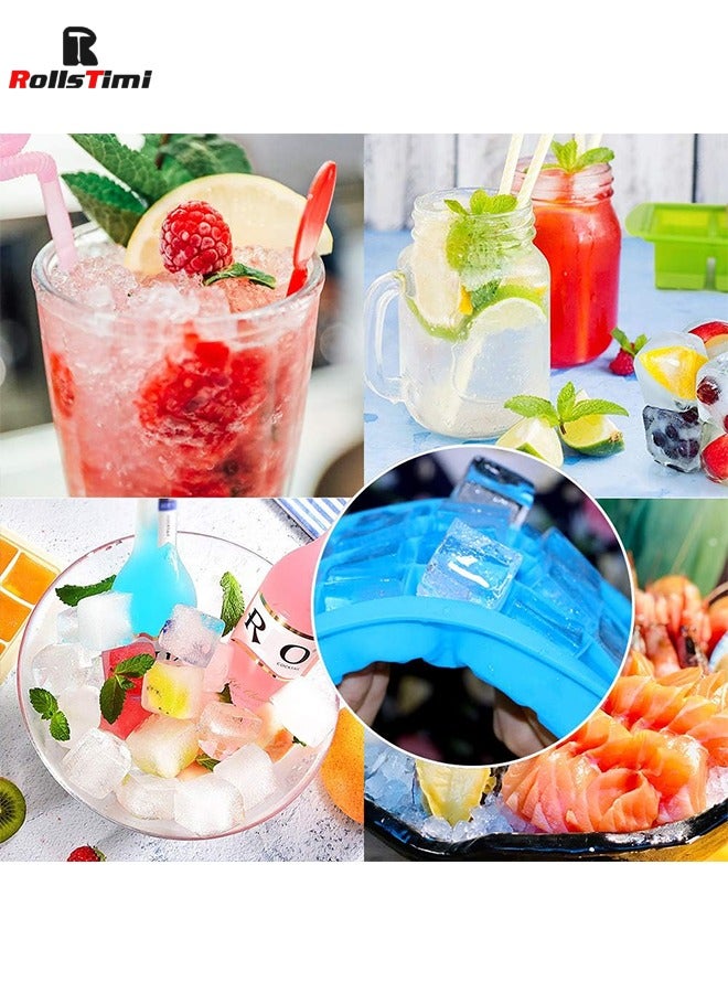 RollsTimi  3 Packs Silicone Ice Cube Trays, Food Grade BPA free Ice Trays with Removable Lids, Easy Ice Release 24 Ice Cube Molds - Image 2