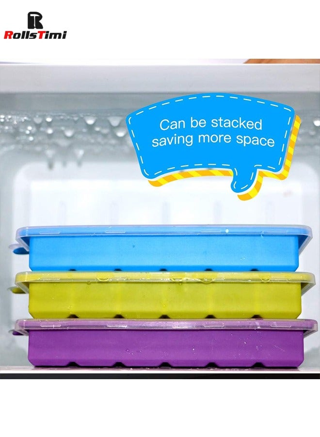 RollsTimi  3 Packs Silicone Ice Cube Trays, Food Grade BPA free Ice Trays with Removable Lids, Easy Ice Release 24 Ice Cube Molds - Image 4