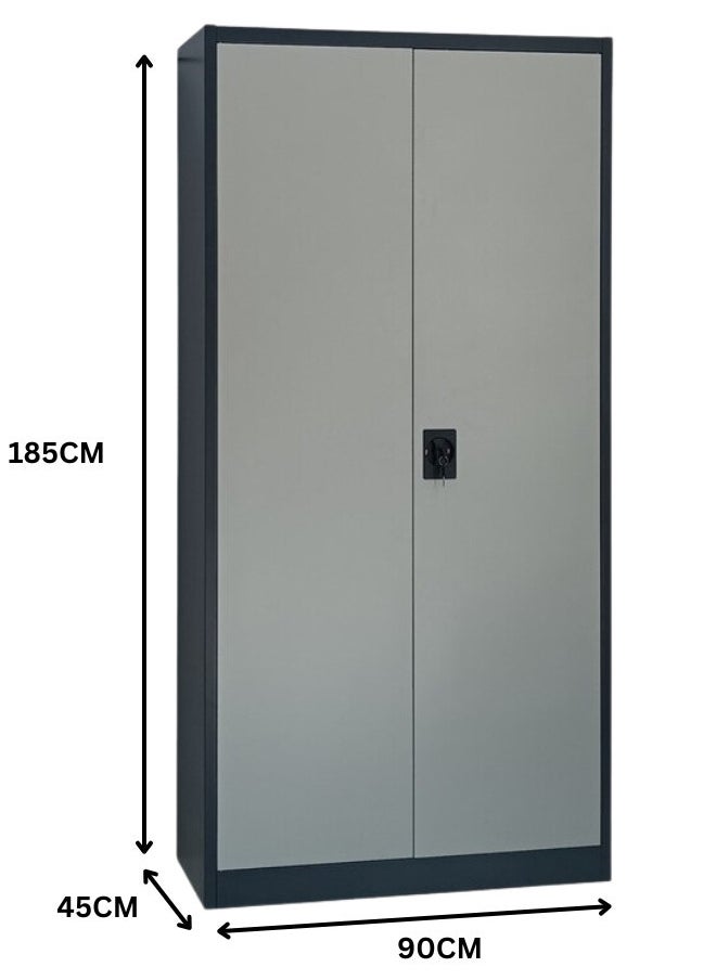 SULSHA Best Steel Big size Metal Cupboard for or Office SUL-047  Cupboard, Steel Filing Cupboard, Cabinet with Shelves Storage Compartment, Flush Key lock (Metal Grey/Black)  - Image 3