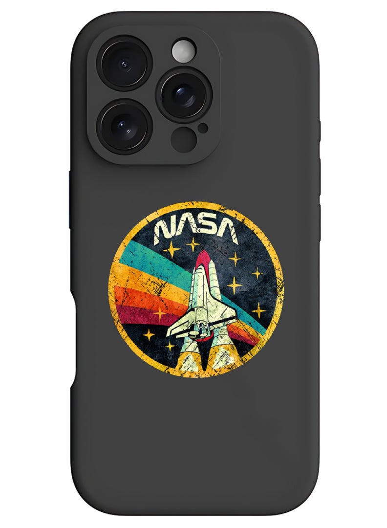 Theodor iPhone 16 Pro Max Black Protective Slim Fit Case Liquid Silicone Cover with Full Body Protection Anti-Scratch Shockproof Case For iPhone - Nasa 2 - Image 1