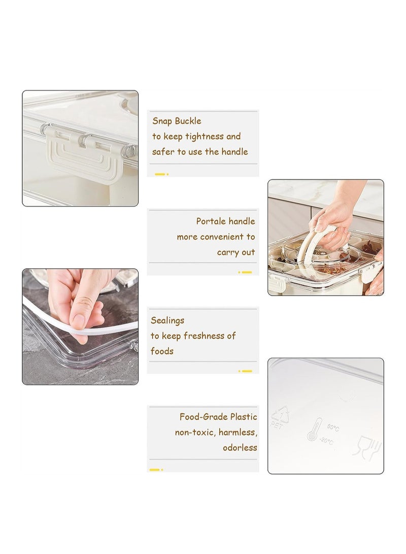 SYOSI صينية تقديم مقسمة مع غطاء ومقبض، صينية وجبات خفيفة، صينية خضار وفواكه، صندوق وجبات خفيفة حاوية شقروتري، أطباق وجبات خفيفة محمولة منظم شفاف للحلويات والفواكه والوجبات الخفيفة، للحفلات والنزهات - Image 5