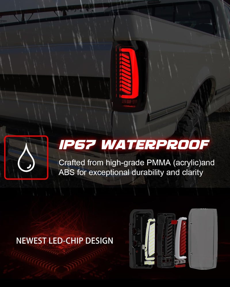 SINYATO INDUST Full LED Tail Lights for 1987-1996 Ford F150/F250/Bronco & 1987-1997 F350 Super Duty - Smoked - Image 5