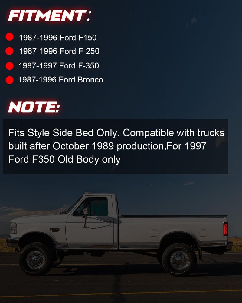 SINYATO INDUST Full LED Tail Lights for 1987-1996 Ford F150/F250/Bronco & 1987-1997 F350 Super Duty - Smoked - Image 4