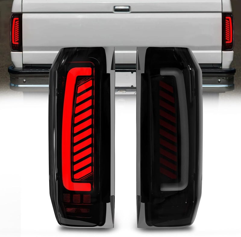 SINYATO INDUST Full LED Tail Lights for 1987-1996 Ford F150/F250/Bronco & 1987-1997 F350 Super Duty - Smoked - Image 1