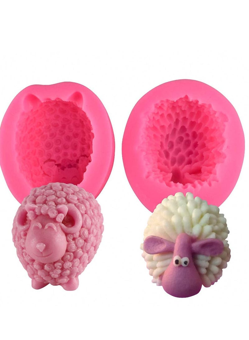 Captaintech 2 PCS Candle Molds 3D Sheep Shape Silicone Chocolate Mold DIY Goat Candy Fondant Handmade Soap Cake Decorating Mould - Image 1