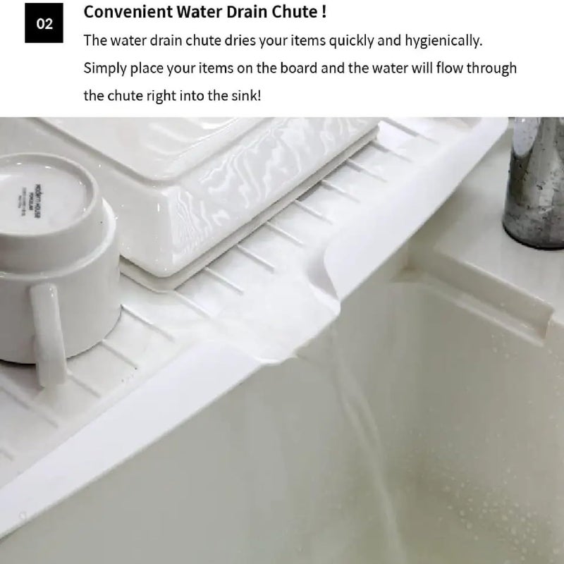 Krivety Drip Tray Dish Drainer Mat Plastic Kitchen Dish Draining Rack Dish Drain Board Sink Side Drip Sloping Draining Tray for Pots Pans White - Image 4