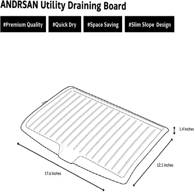 Krivety Drip Tray Dish Drainer Mat Plastic Kitchen Dish Draining Rack Dish Drain Board Sink Side Drip Sloping Draining Tray for Pots Pans White - Image 5