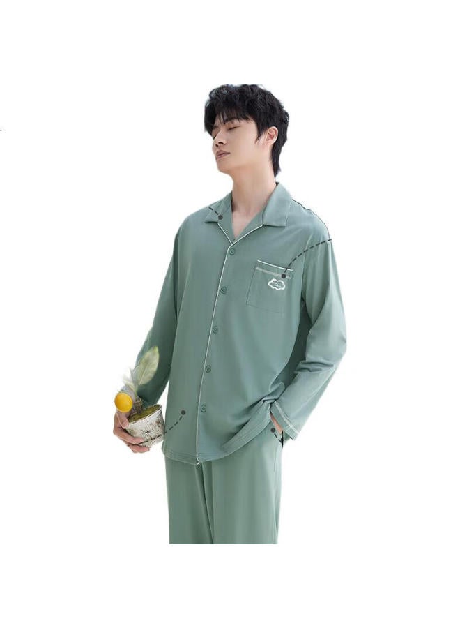 hongdou Men'S Cotton Antibacterial Cloud Simple Couple Cardigan Long Sleeve Home Wear Set【New In Spring/Summer 25 Years】 - Image 2