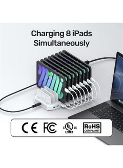 iPad Charging Station, Unitek 96W 10-Port USB Charging Dock Hub with Quick Charge 3.0, Charging Stand Compatible Multiple Device, Charging 8 iPads Simultaneously - [Upgraded Divider]