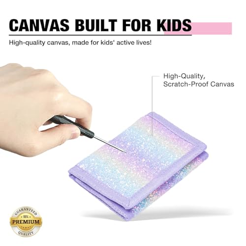 Amutta Ammutta 3 Pack Rainbow Kids Wallet - Little Girls & Teens with Zipper, RFID Novelty Wallet, Coin Pocket, Ages 5-14 - Image 3