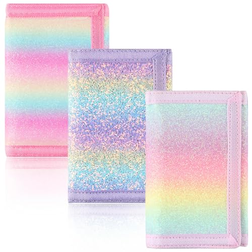 Amutta Ammutta 3 Pack Rainbow Kids Wallet - Little Girls & Teens with Zipper, RFID Novelty Wallet, Coin Pocket, Ages 5-14 - Image 1