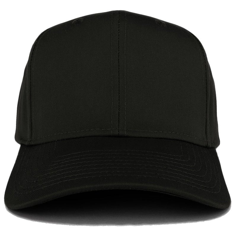 Armycrew XXL Oversize High Crown Adjustable Plain Solid Baseball Cap - Black - Image 2