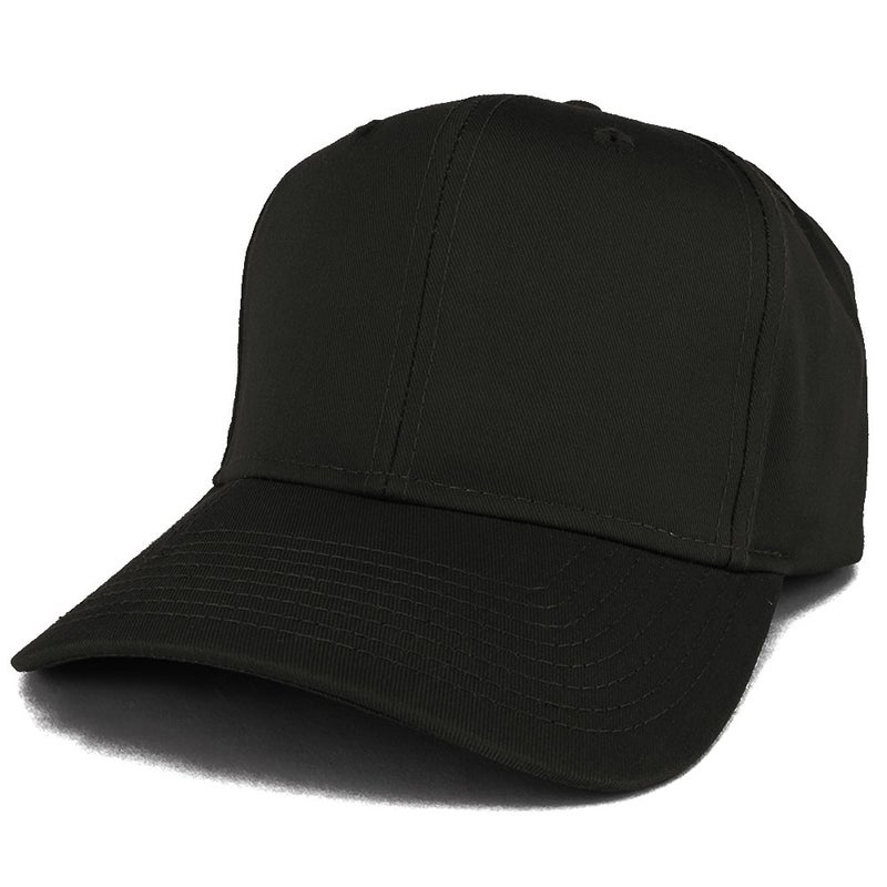 Armycrew XXL Oversize High Crown Adjustable Plain Solid Baseball Cap - Black - Image 1