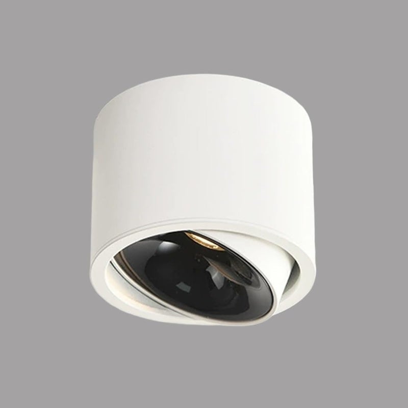 LED Ceiling Spotlight 2.9" Cylinder Spot Light Adjustable Semi Flush Mount Spotlights, Exposed Mounted Focus Accent Lamps for Hallway Living Room(Black+white-6000K,7W) (Black+White 6000K) - Image 1