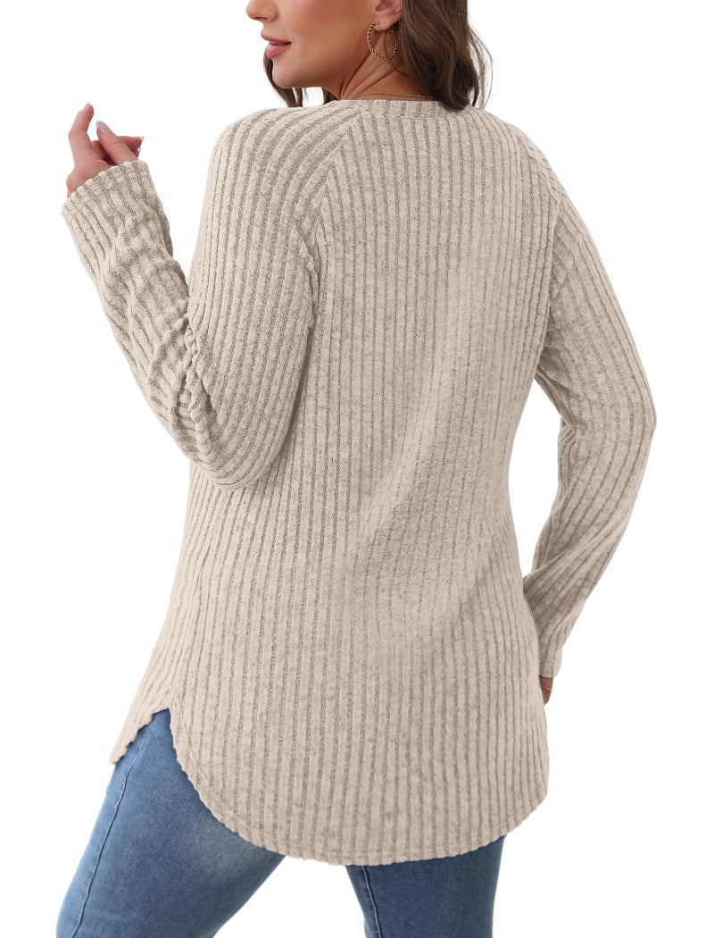Saloogoe Womens Fall Fashion 2025 Tunic Shirts for Women Dressy Casual Long Sleeve Top Trendy Outfits Fall Must Haves Cream M - Image 5