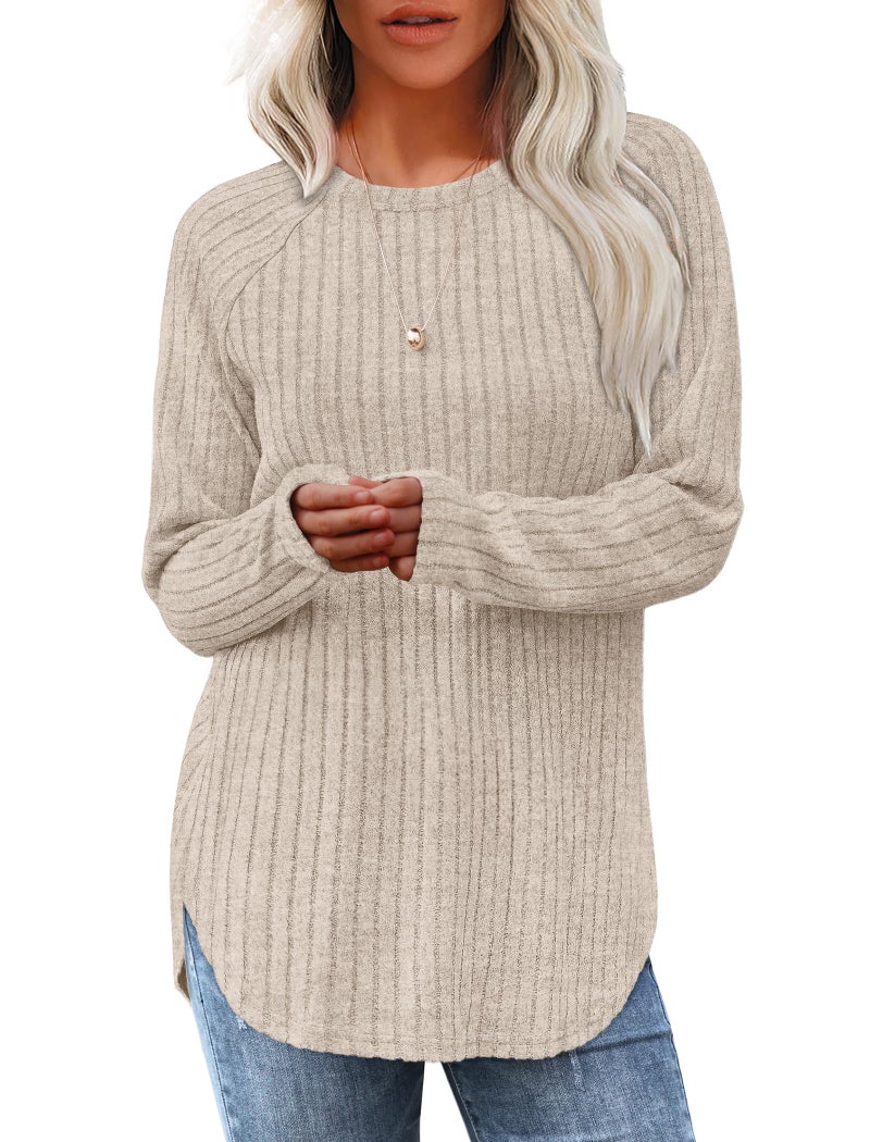 Saloogoe Womens Fall Fashion 2025 Tunic Shirts for Women Dressy Casual Long Sleeve Top Trendy Outfits Fall Must Haves Cream M - Image 1