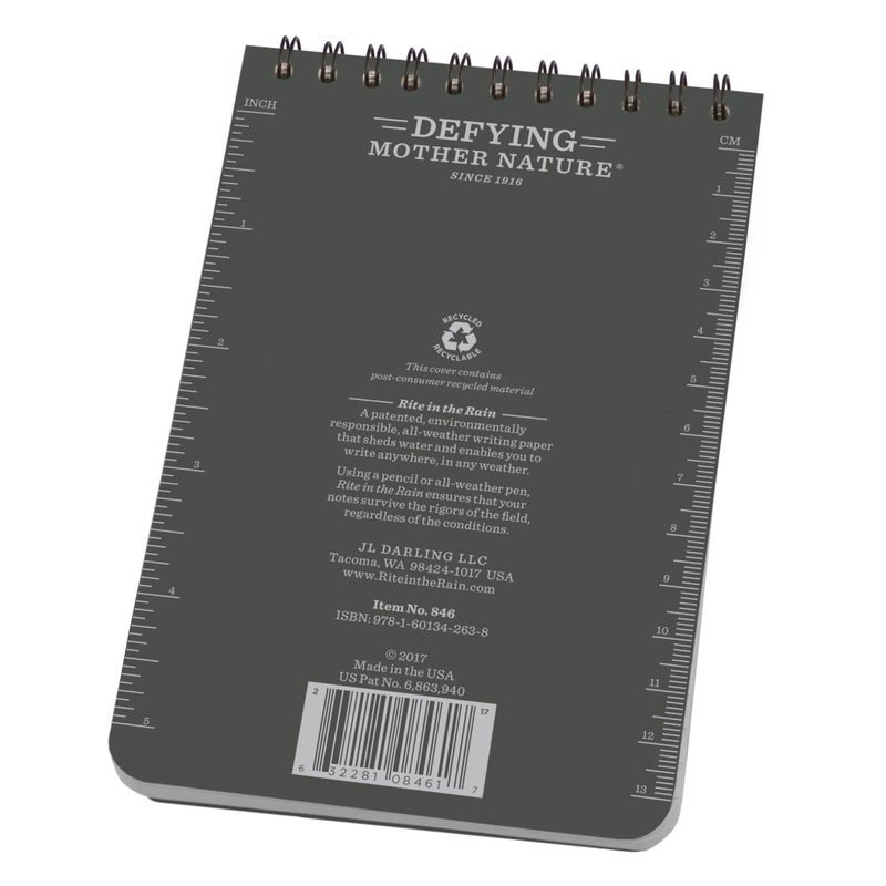 Rite in the Rain Weatherproof Top-Spiral Notebook, 4" x 6", Gray Cover, Universal Pattern, 3 Pack (No. 846-3) - Image 5