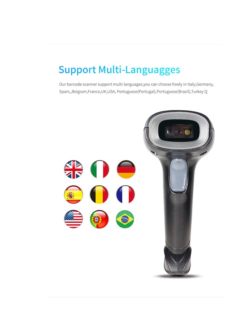 Mike Music - ماسح الباركود المحمول 1D/2D/QR Code Scanner 2.4G Wireless &amp; USB Wired Barcode Reader Scanner متوافق مع نظام الكمبيوتر، ماسح ضوئي لمحلات السوبر ماركت والتجزئة والمكتبات والخدمات اللوجستية والمستودعات - Image 1