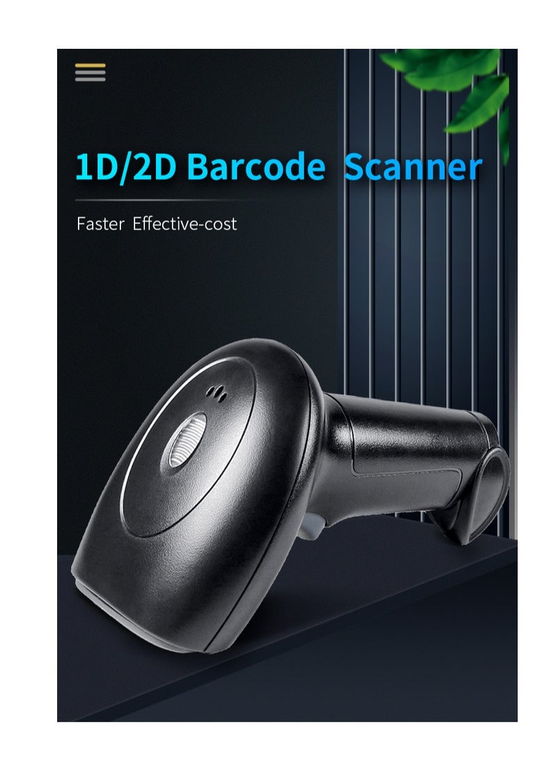 Mike Music - ماسح الباركود المحمول 1D/2D/QR Code Scanner 2.4G Wireless &amp; USB Wired Barcode Reader Scanner متوافق مع نظام الكمبيوتر، ماسح ضوئي لمحلات السوبر ماركت والتجزئة والمكتبات والخدمات اللوجستية والمستودعات - Image 1