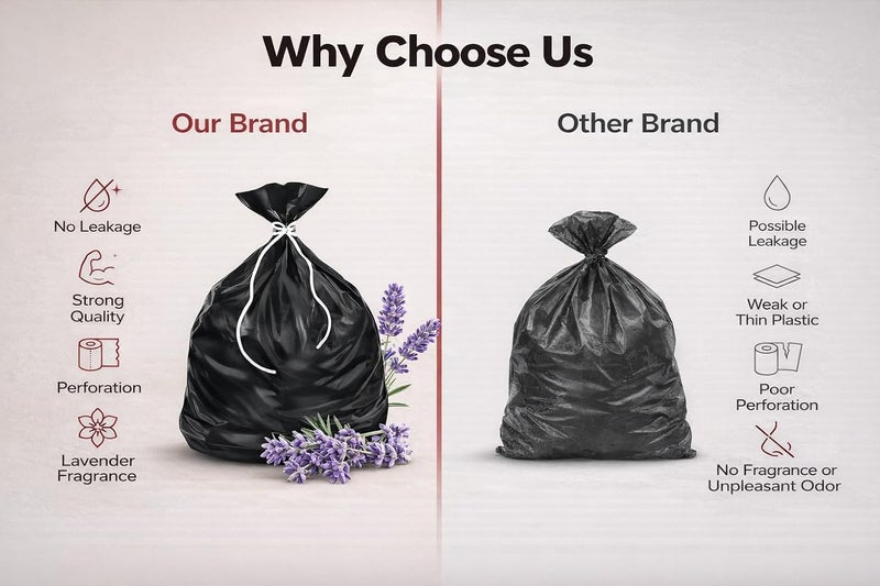 Shalimar Premium Garbage Bags (Lavender Fragrance) Size 19 X 21 Inches (Medium) 120 Bags (4 rolls) Dustbin Bag/Trash Bag - Black Color - Image 3