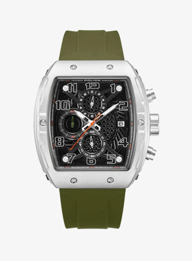 Police Coswig Gunmetal Dial Olive Green Silicone Strap Chronograph Watch for Men - 46mm