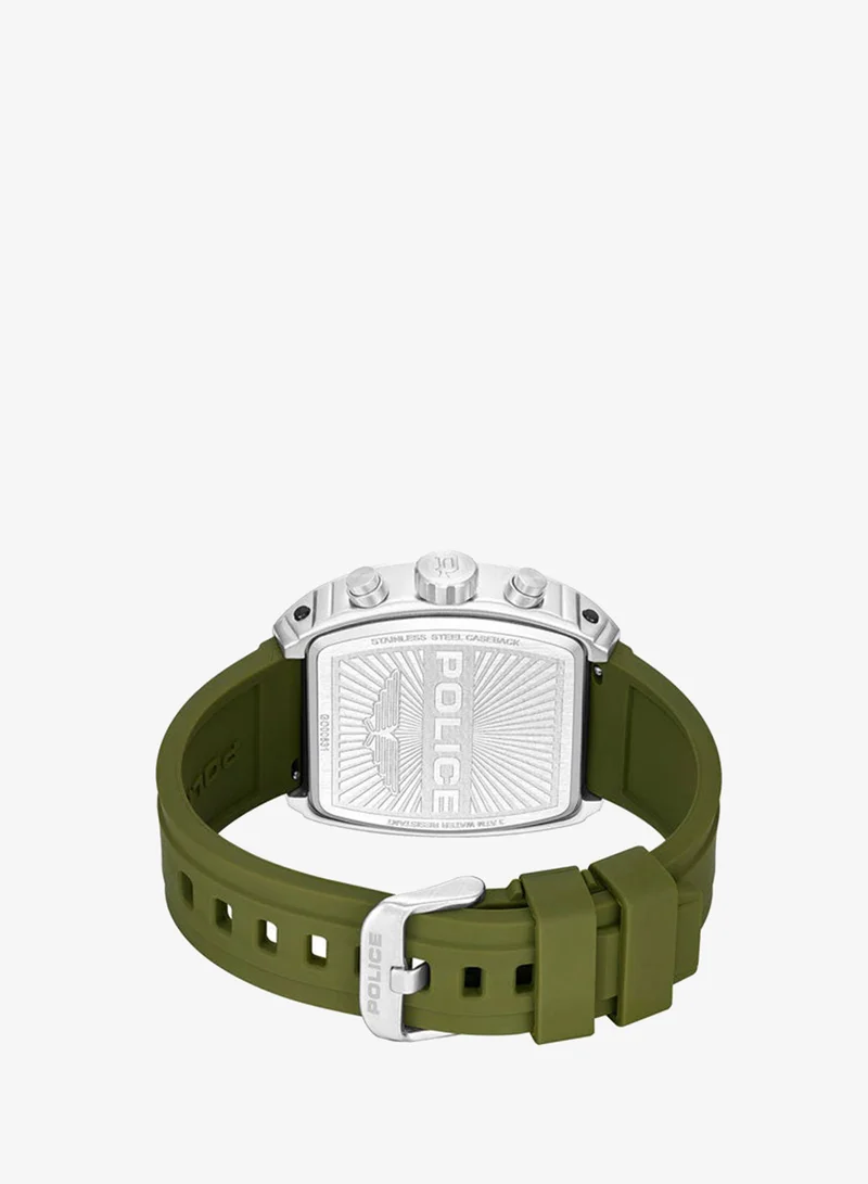 Police Gunmetal Men's Coswig Gunmetal Dial Olive Green Silicone Strap Chronograph Watch for Men - 46mm for Men | Best Price UAE