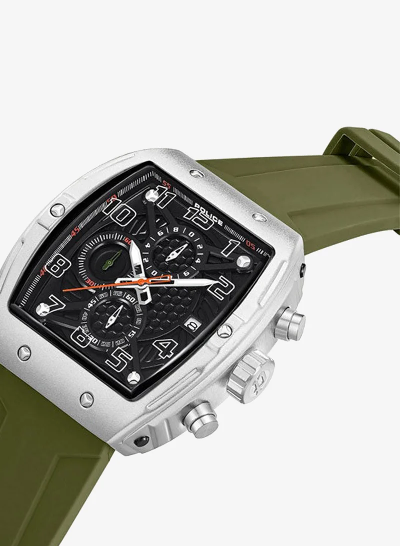 Police Coswig Gunmetal Dial Olive Green Silicone Strap Chronograph Watch for Men - 46mm