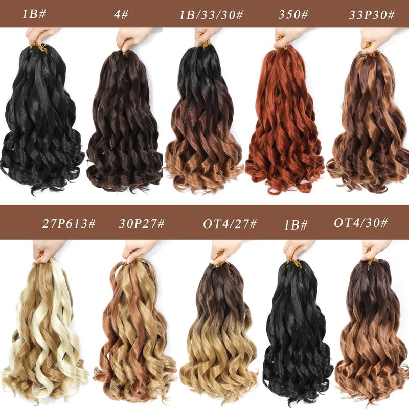 FALEMEI French Curly Braiding Hair 16 Inch 8 Packs - Pre Stretched Bouncy Braiding Hair- Loose Wavy Synthetic Hair Extensions for Black Women (16 inch 8 packs, 1B) - Image 5