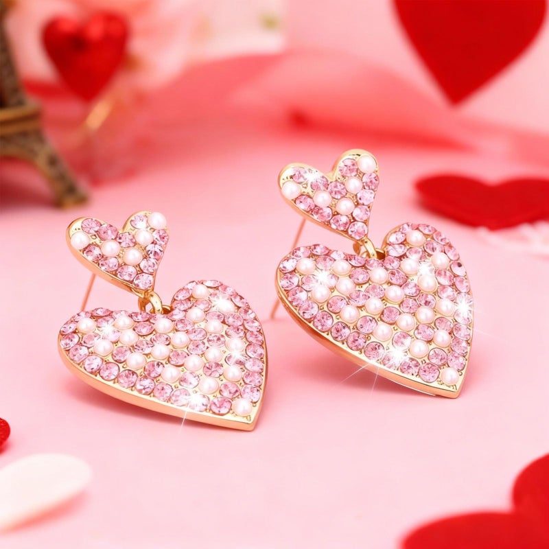 Frodete Valentines Earrings Heart Earrings for Women Heart Dangle Jewelry Accessories Love Statement Earring Valentines Day Outfits Galentines Party Dress Up Accessory - Image 4