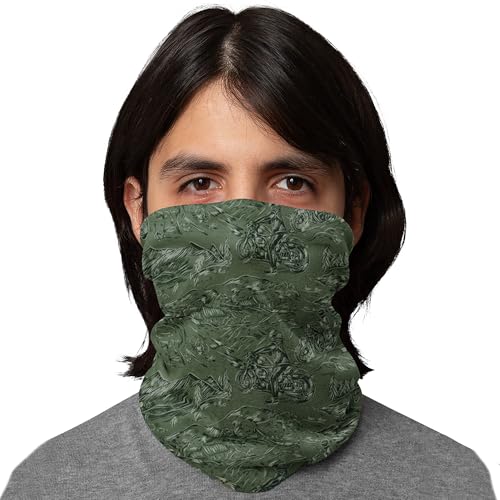 WANDERLOOMS Olive-Sketch Squad Unisex Bandana Mask to Cover Face & Head | Printed Bandanas for Men Hair | Multifunctional Bandana for Mens Bike Daily Commute | Scarf for Men & Women Free Size - Image 1