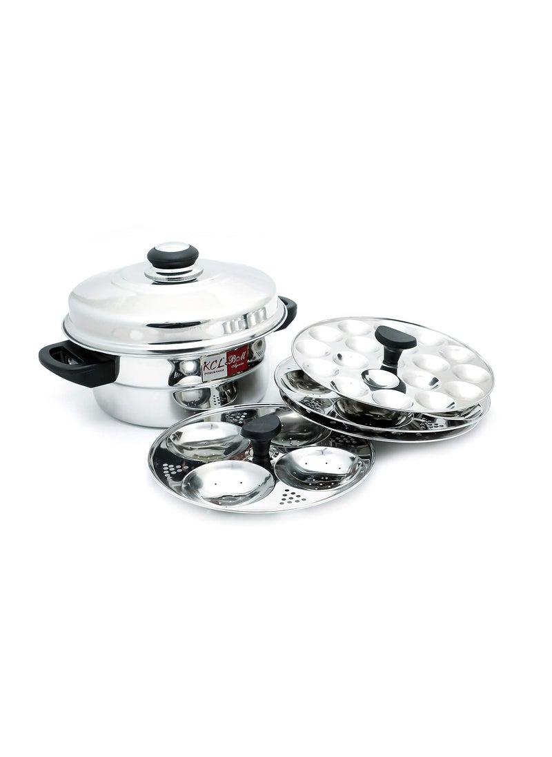 KCL KCL Diamond Idly & Steamer Pot(Small) 2 Idly Plates (9 Idlies), 1 Mini Idly Plate & 1 Steamer Plate  - Image 1