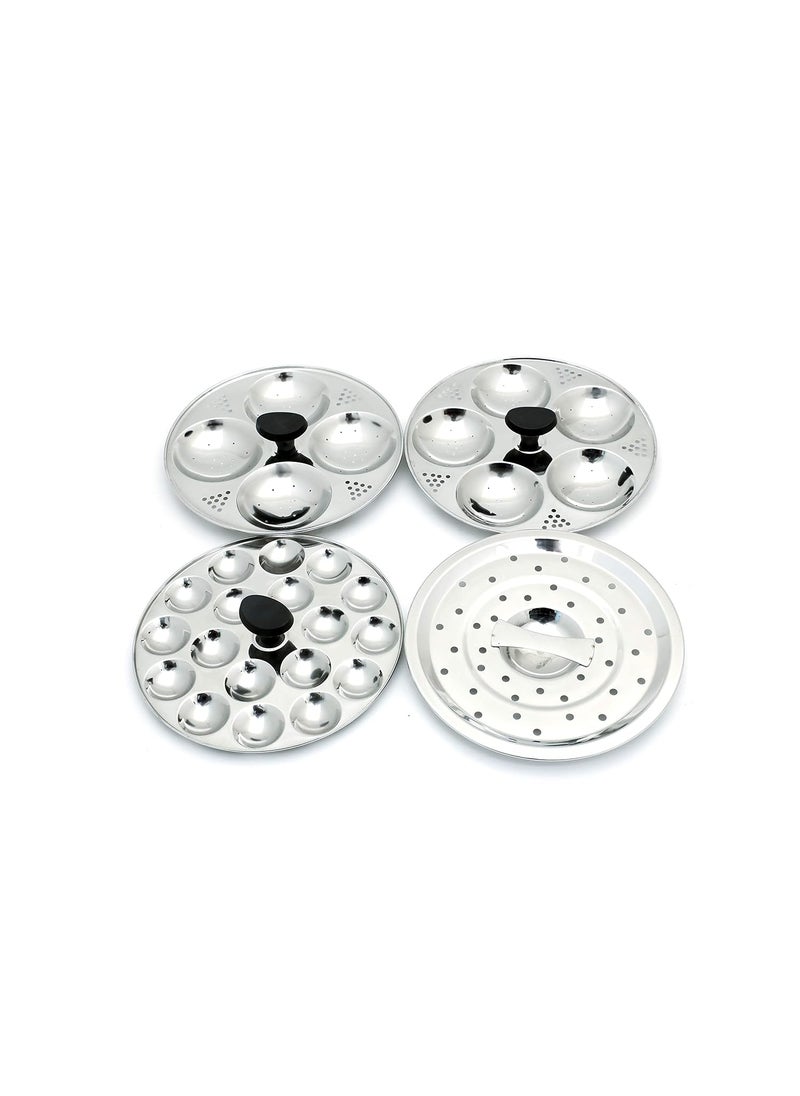 KCL KCL Diamond Idly & Steamer Pot(Small) 2 Idly Plates (9 Idlies), 1 Mini Idly Plate & 1 Steamer Plate  - Image 3