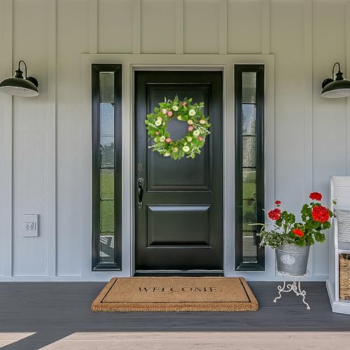 AMF0RESJ Artificial Easter Wreaths for Front Door Spring Summer Wreath with Poppy Flower,Colorful Eggs,Green Leaves for Front Door Indoor Outdoor Farmhouse Home Wall Window Festival Wedding Decor - Image 2